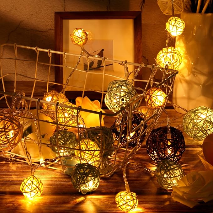 Patelai 36 Pcs Wicker Rattan Balls Decorative Balls for Vase Centerpiece Bowls Orbs Filler for Home Decor,4 Sizes(Vivid Color)