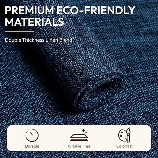 Blue Forest Placemats Set of 8, Dual-Layered Thickened Faux Linen Cloth Place Mats Heat Resistant Machine Washable Wrinkle Free Table Mats Indoor/Outdoor (Navy Blue)