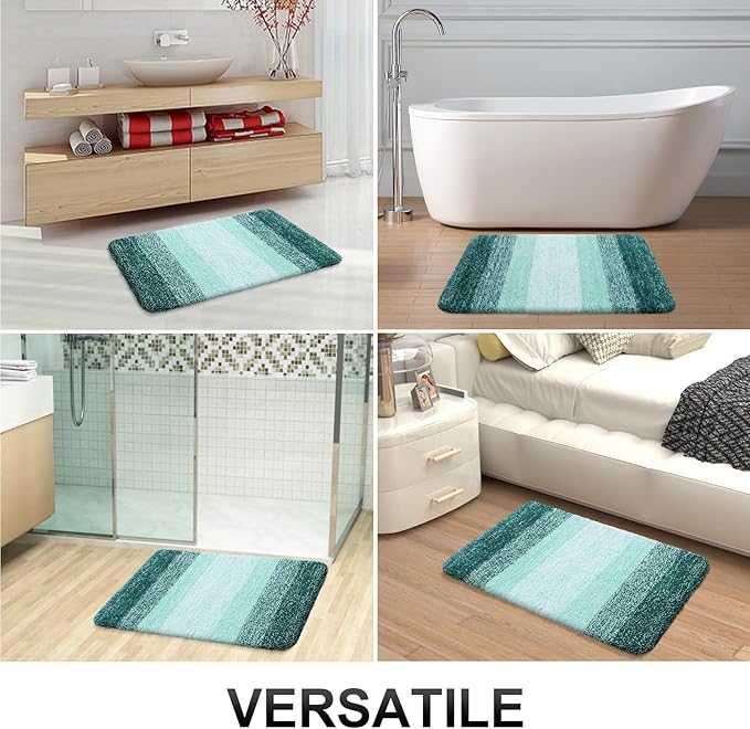 OLANLY Bathroom Runner Rugs Mat 59x24, Extra Soft Absorbent Microfiber Bath Rugs, Rubber Backing, Quick Dry, Long Bath Mats for Bathroom, Tub and Shower, Home Decor Accessories, Blackish Green