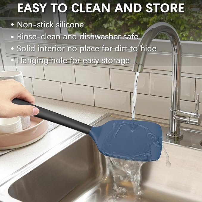 Coukre Silicone Kitchen Cooking Utensils Set with Holder – Heat-Resistant, Food-Grade Kitchen Tools, Spatula, Spoon & Gadgets for Non-Stick Pans, Dishwasher Safe (2, DarkBlue)