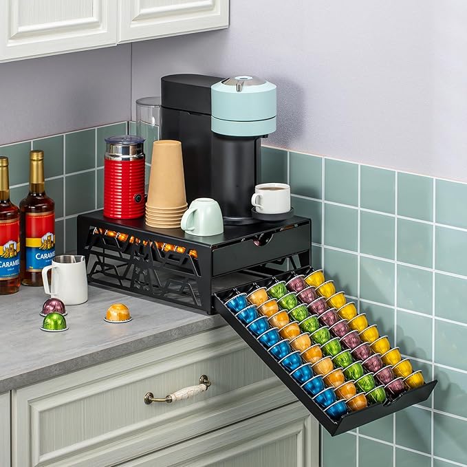 for Nespresso Pods Holder Vertuo Pod Holder for Vertuoline Capsules (100 pods-2tiers)