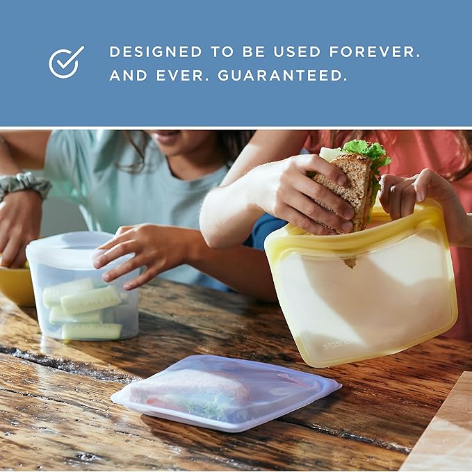 Stasher Silicone Reusable Storage Bags, 2-Pack Bowls, Reusable Freezer Bags, Microwave, Dishwasher, Oven Safe, Sous Vide, Premium Lunch Containers, Eco Friendly, Food Storage Bags, Snack Bags, Clear
