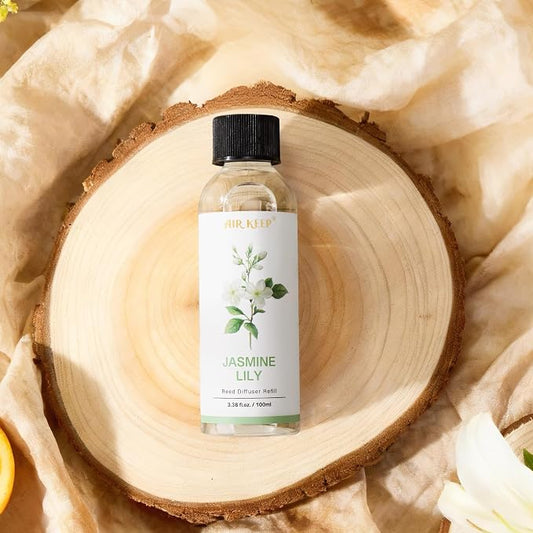 Airkeep Reed Diffuser Oil Refill/Jasmine Lily/3.38oz(100ml/1 Pack/Scented Oil Refill for Reed Diffuser Home Fragrance for Bedroom, Bathroom Office Home Decor