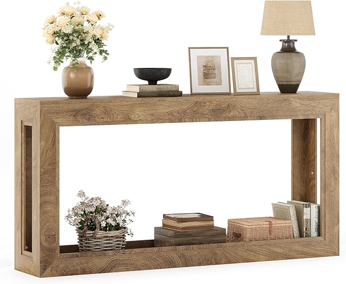 LITTLE TREE Narrow Console Tables, 63" Couch Table Behind Sofa, Extra Long Console Table for Entryway, Hallway, Living Room, Entrance, Foyer, Modern Light Oak Brown