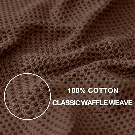 Homaxy 100% Cotton Waffle Weave Kitchen Dish Towels, Ultra Soft Absorbent Quick Drying Cleaning Towel, 13 x 28 Inches, 4-Pack, Coffee