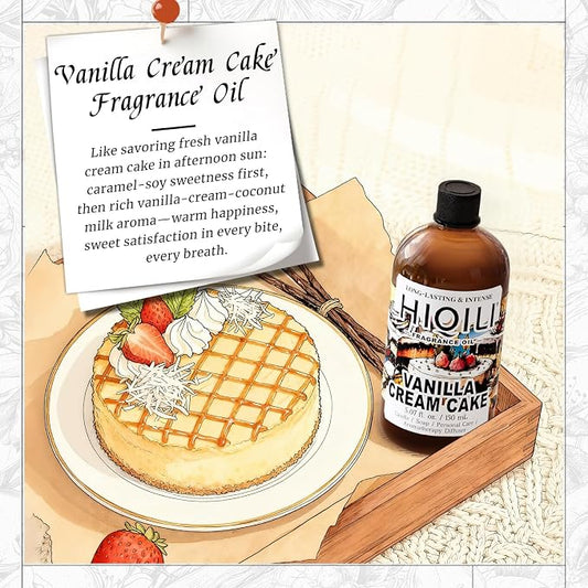 HIQILI Vanilla Cream Cake Fragrance Oil for Diffusers, Candle & Soap Making, Add to Aromatic Air Freshener Spray, Premium Grade - 5.07 Fl Oz