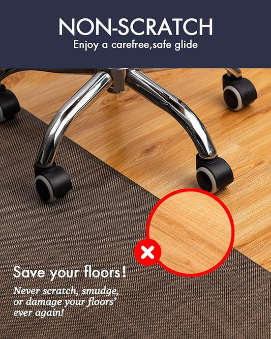 BARoyal Office Chair Mat for Hardwood Floor Under Desk Computer Rolling Chair Mat for Wood/Tile Floor Non-Slip Heavy Duty Desk Rug PVC Plastic Hard Floor Protector 45" x 53"(Coffee)