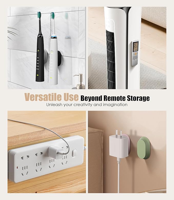 4 Pack Magnetic Remote Control Holder Wall Mount, Upgraded No Drill Self-Adhesive Organizer TV Remote Holder for Bed, Fan, RV Accessories (Multi)