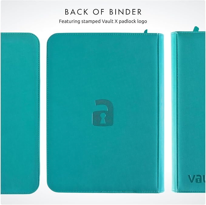 Vault X 4 Pocket Zip Binder, 160 Cards, Exo-Tec Material, 20 Side-Loading Pages (Teal)