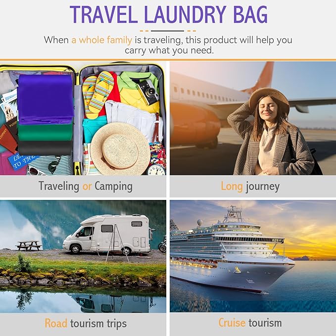 Isink Extra Large Heavy Duty Laundry Bag - 28" x 40", Travel Laundry Bag for Dirty Clothes, Purple
