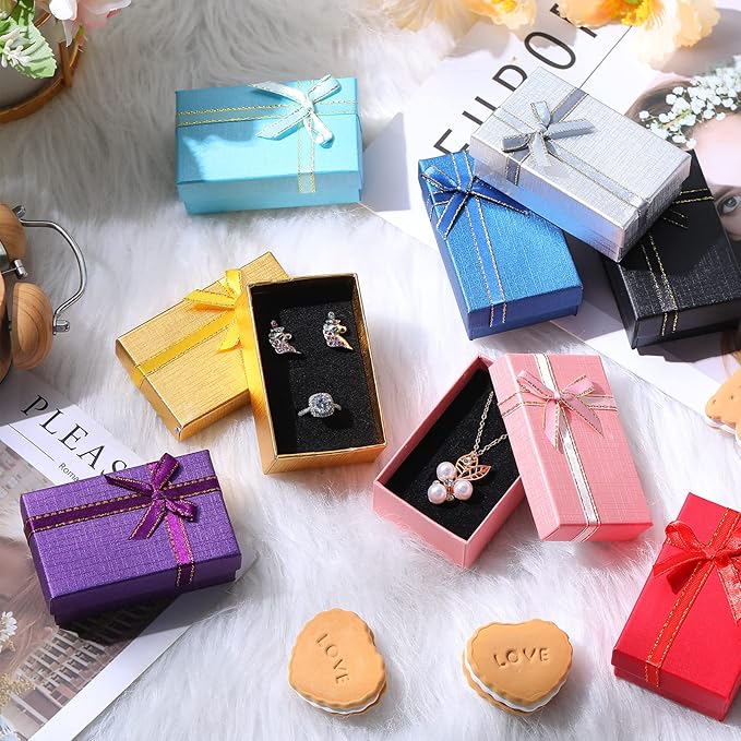Ecally Small Cardboard Jewelry Gift Boxes 2 x 3.1 x 1.1 Inches Earring Boxes for Jewelry Gift Rings Earring Necklaces