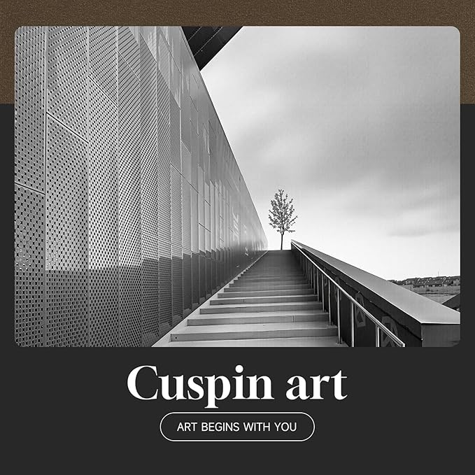Framed Modern Black and White Wall Art, Contemporary Cityscape Photography Prints Paintings for Walls, Minimalist Geometric Architecture Pictures for Living Room Bedroom Hallway Home Decor 24x36 In