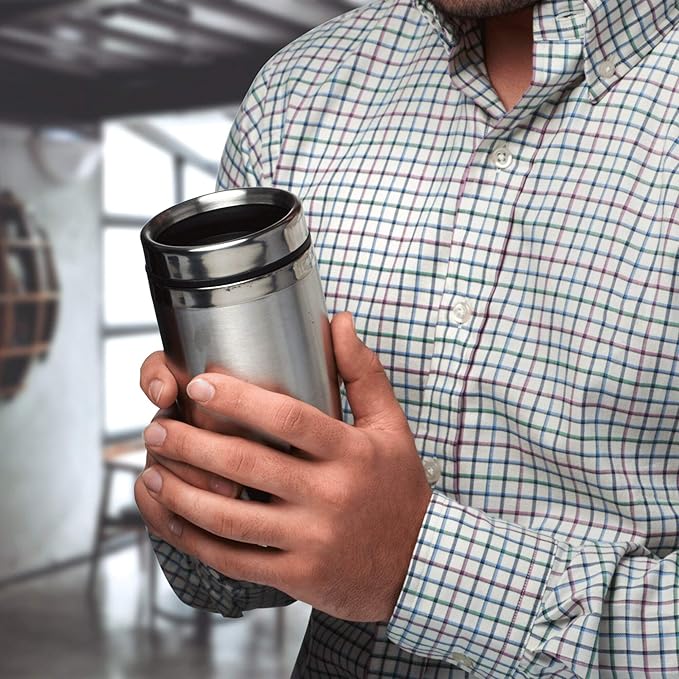 DISCOUNT PROMOS Custom Stainless Steel Tumblers 16 oz Set of 6/12/24 Personalized Bulk Pack Perfect for Coffee Soda Other Hot Cold Beverages - Silver