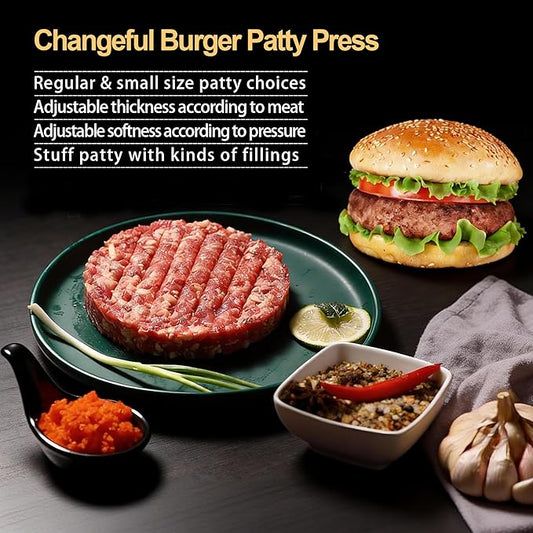 Burger Press Hamburger Patty Maker Slider Press Stuffed Burger Patty Press Regular Burger Patties Cookery Mold 3 in 1 Non Stick Kitchen Barbecue Tool