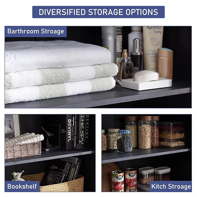 Farmhouse Kitchen Pantry Cabinet - 72" Tall Large Wood Kitchen Storage Cabinets with Adjustable Shelves & 2 Barn Doors & Drawer, Versatile Storage for Dining Room, Bathroom, Living Room, Antique Black | Large, Adjustable Shelves, 2 Barn Doors, Drawer, ...