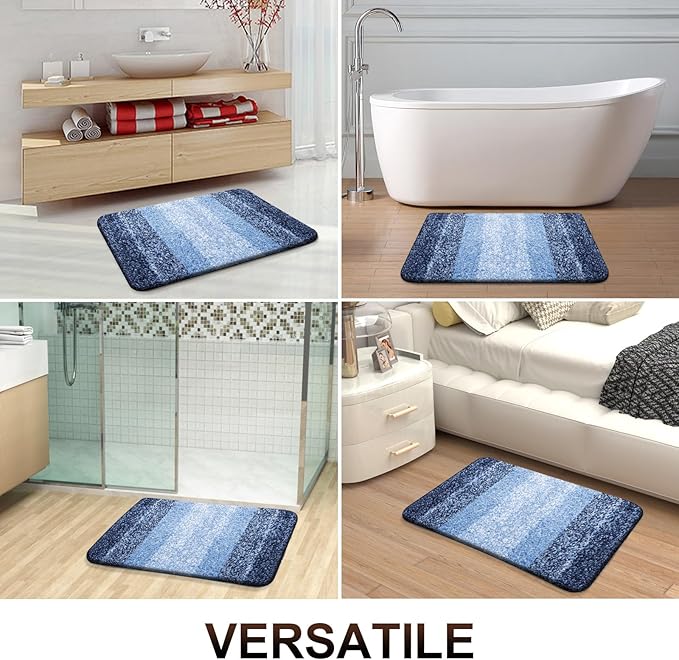 OLANLY Large Bathroom Rugs Mat 45x27, Extra Soft Absorbent Microfiber Bath Rugs, Rubber Backing, Quick Dry, Machine Washable Bath Mats for Bathroom Floor, Tub and Shower, Home Decor Accessories, Navy