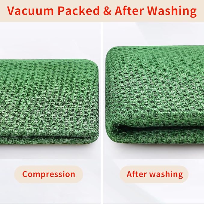 Homaxy 100% Cotton Oversized Waffle Weave Kitchen Dish Towels, Ultra Soft Absorbent Quick Drying Cleaning Towel, 20x28 Inches, 8-Pack, Grass Green