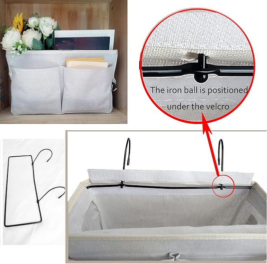 Bedside Caddy, Bedside Hanging Storage Organizer for College Dorm Bed, Bunk and Hospital Beds, Can be Placed Books, Phones,Keys, Glasses,Magazine Holder (Grey, 1)