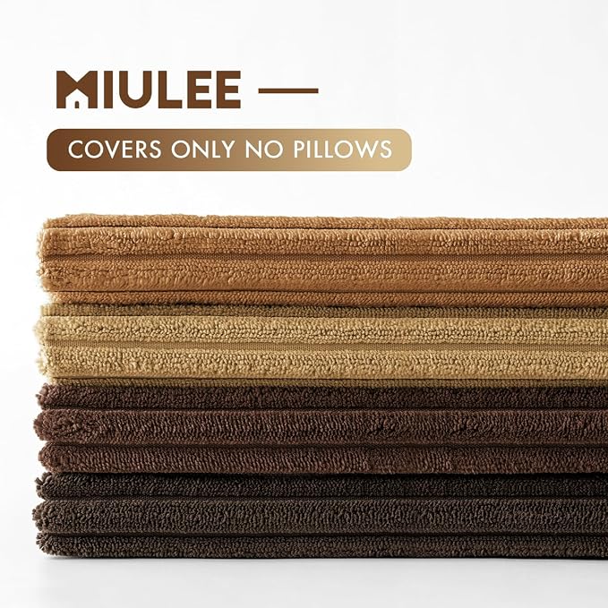 MIULEE Boho Farmhouse Throw Pillow Covers 20x20 Inch Set of 4 Rustic Mordern Neutral Cushion Covers Soft Corduroy Nordic Home Decor for Couch Bed Sofa Living Room Camel Brown
