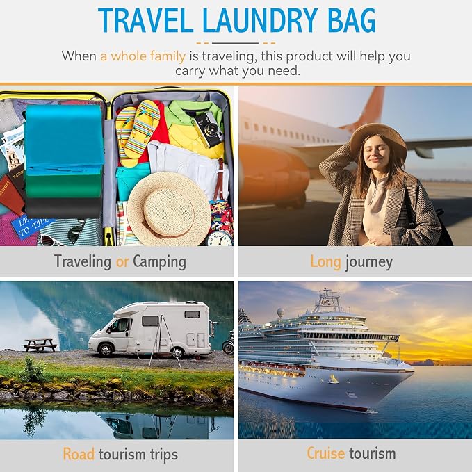 Isink Extra Large Heavy Duty Laundry Bag - 28" x 40", Travel Laundry Bag for Dirty Clothes, Light Blue