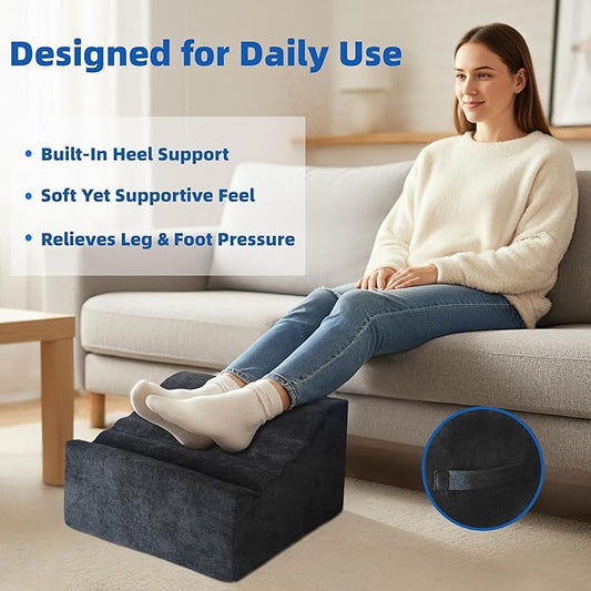 Foot Rest Under Desk, Ergonomic Foot Stool, Comfortable Office Footrest with Curved Design, with Washable Cover for Home and Office, Relieves Leg Pressure (Dark Gray)