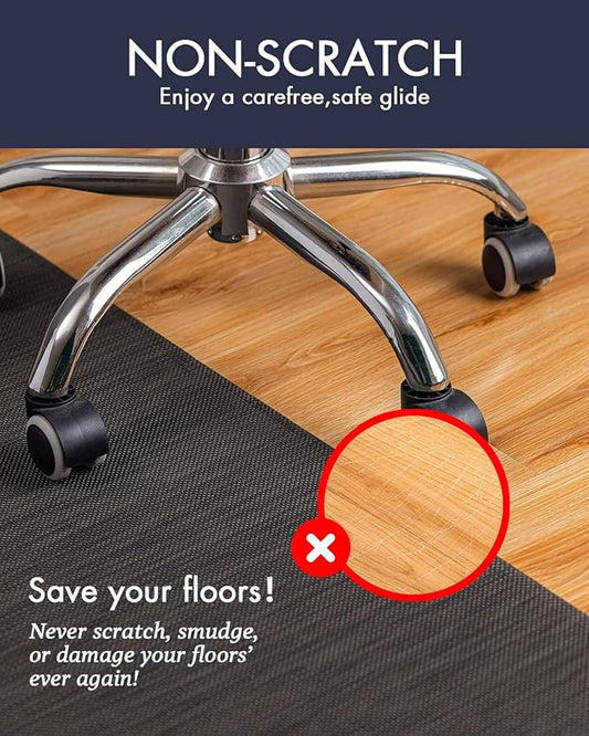 Baroyal Office Chair Mat for Hardwood Floor Under Desk Computer Rolling Chair Mat for Wood/Tile Floor Non-Slip Heavy Duty Desk Rug PVC Plastic Hard Floor Protector 48" x 60" (Espresso)
