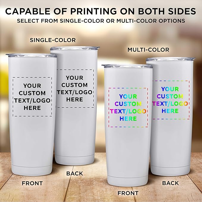 Custom Pipette Stainless Steel Coffee Tumblers 20 oz. Set of 12, Personalized Bulk Pack - Double Wall, Perfect for Coffee, Hot Cocoa, Other Hot & Cold Beverages - White