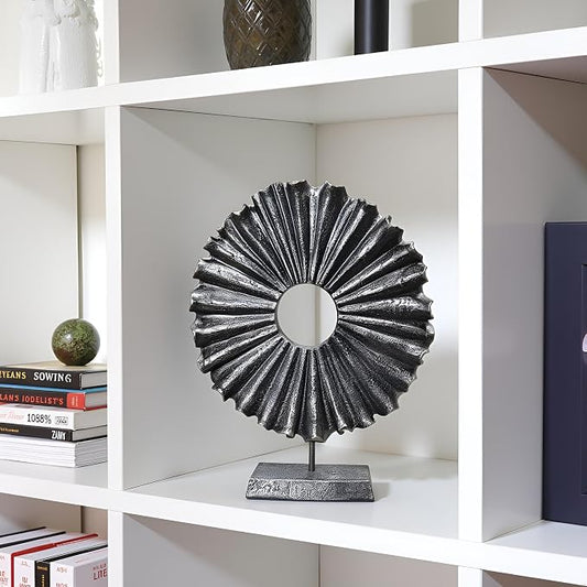 Modern Abstract Round Decorative Sculpture, Dining Living Room Desk Decor,Geometric Home Decor Statues,Shelf Top Decor Aesthetics, Coffee Tables or Office Shelves(Bronze Colored)