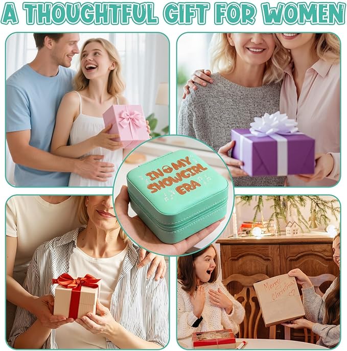 In My Showgirl Era Jewelry Box for Women - Storage Case Dresser Top Jewelry Organizer with Zipper, Printed PU Leather Earring & Ring Box, Portable Gift for Her