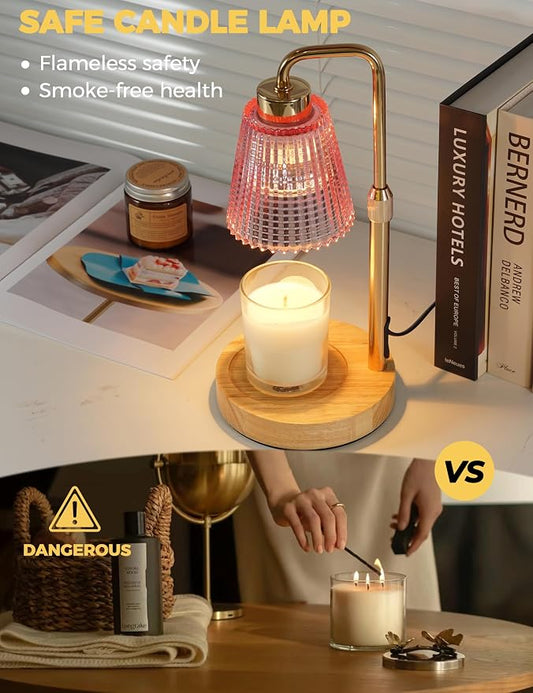 GODONLIF Pink Candle Warmer Lamp with Cycle Timer, Birthday Gifts for Women Mom Her, House Warming Gifts New Home Room Decor, Wax Melt Warmer for Jar Candles with 2 Bulbs