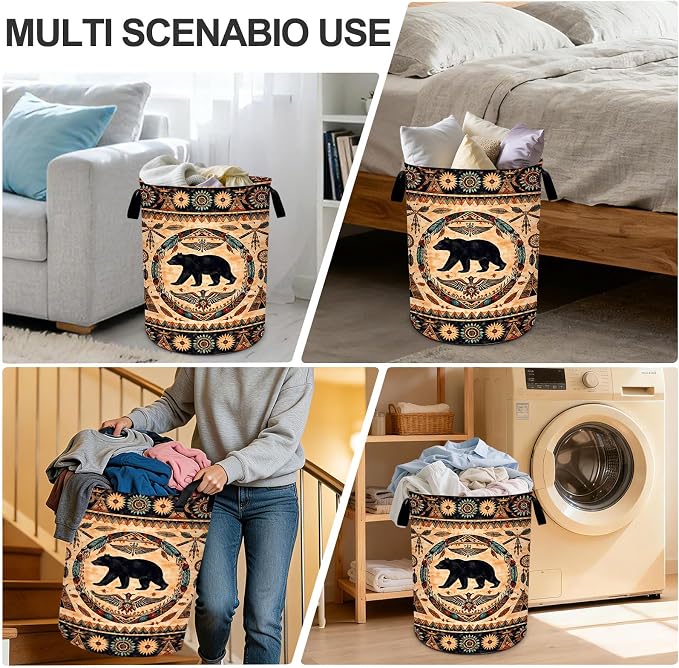 Western Laundry Basket Waterproof Laundry Hamper Foldable Laundry Bag with Handles for Bedroom, Bathroom, Office, Clothes Storage