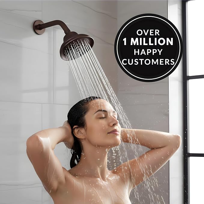 Aqua Elegante Massage Shower Head With Mist - High Pressure Boosting, Adjustable Massaging Rainfall Showerhead For Low Flow Showers With Water Saving Nozzles - 1.8 GPM - Oil-Rubbed Bronze