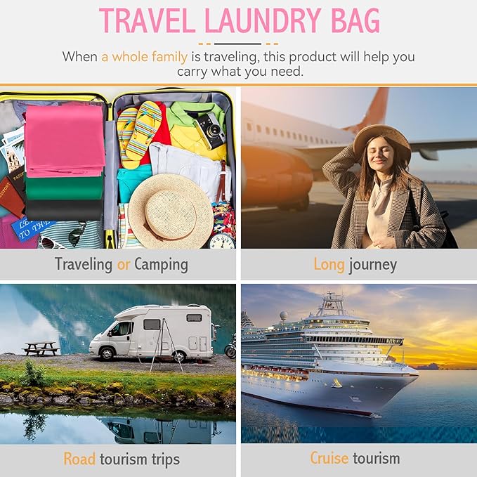 Isink Extra Large Heavy Duty Laundry Bag - 28" x 40", Travel Laundry Bag for Dirty Clothes (Pink)