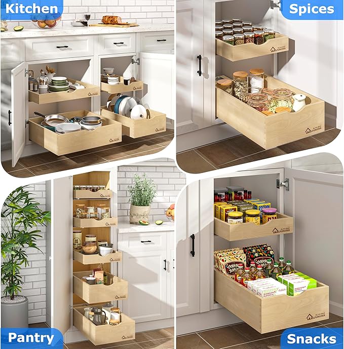 WelFurGeer Soft Close Pull Out Drawers for Cabinets, 11" W x 21" D Pull Out Cabinet Drawer with Heavy Duty Slides, Pull Out Cabinet Organizer, Cabinets Roll Out Drawers, Pull-Out Home Organizers