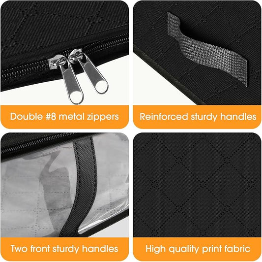StorageRight Under Bed Storage Bags 10 Pack, 40L Large Clothes & Comforter Storage Containers with Clear Window, Breathable Fabric Organizer for Blankets, Bedding, Seasonal Clothing, Black