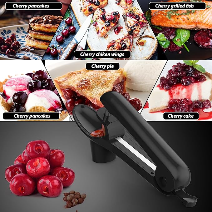 Cherry Pitter - Makmzoon Cherry Pitter Tool Stainless Steel Rod(Black) | Hand-held push design Easy to Clean and Store With Lock Design Great for Making Cherry Jam