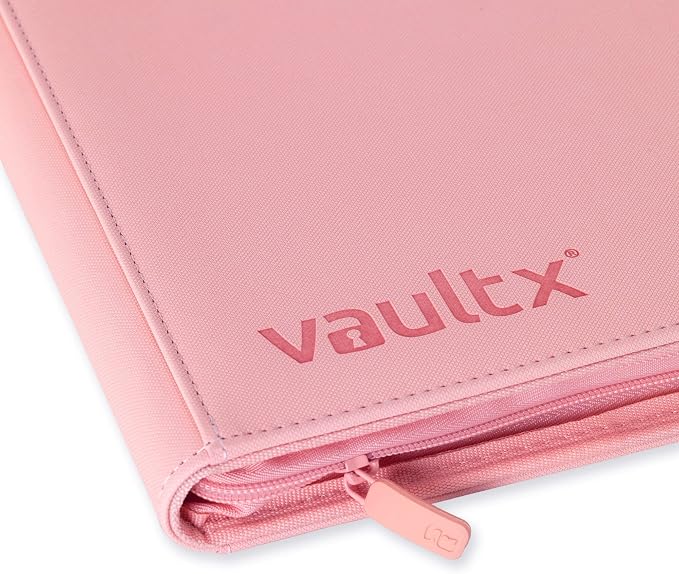 Vault X 9 Pocket Zip Binder, 360 Cards, Exo-Tec Material, 20 Side-Loading Pages (Pink)