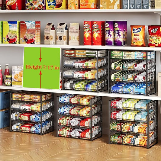 JKsmart 4-Tier Can Rack Organizer for Pantry, Adjustable Can Storage Holder for Various Ounces of Canned food Soda Drinks, Can Dispenser Holds Up to 48 Cans for Cupboard Cabinet