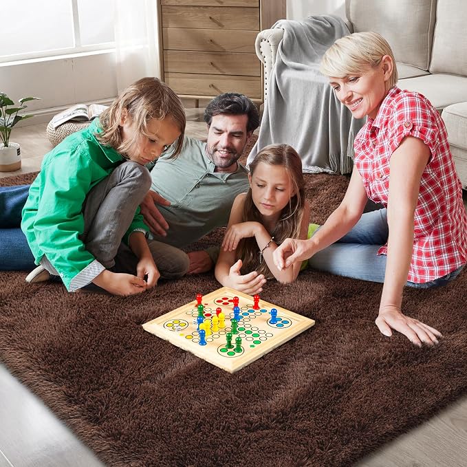 Shag Runner Rug for Bedroom Living Room 3x7 Upgrade Non-Slip Fluffy Soft Bedside Rugs,Brown Shaggy Carpet for Livingroom Dorm Home Decor Aesthetic
