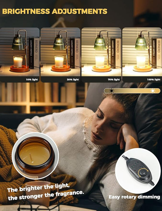 GODONLIF Green Candle Warmer Lamp with Cycle Timer, Birthday Gifts for Women Mom Her, House Warming Gifts New Home Room Decor, Wax Melt Warmer for Jar Candles with 2 Bulbs