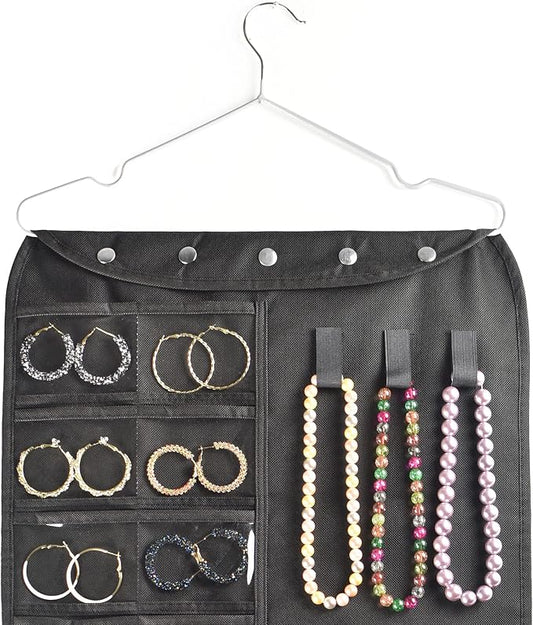 BB Brotrade Hanging Jewelry Organizer,Accessories Organizer,56 Pocket Organizer for Holding Jewelries (Black-56 Pockets)