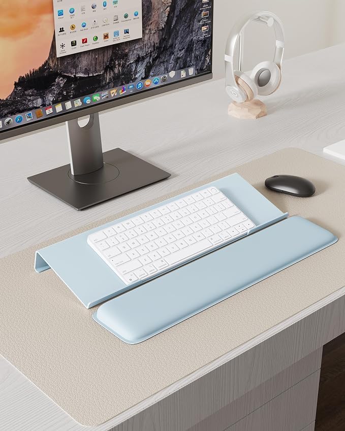 Laborio Computer Keyboard Stand for Desktop, Keyboard Wrist Rest Holder Stand for Easy Typing with Wrist Pad for Office Desk, Home, School(Blue)