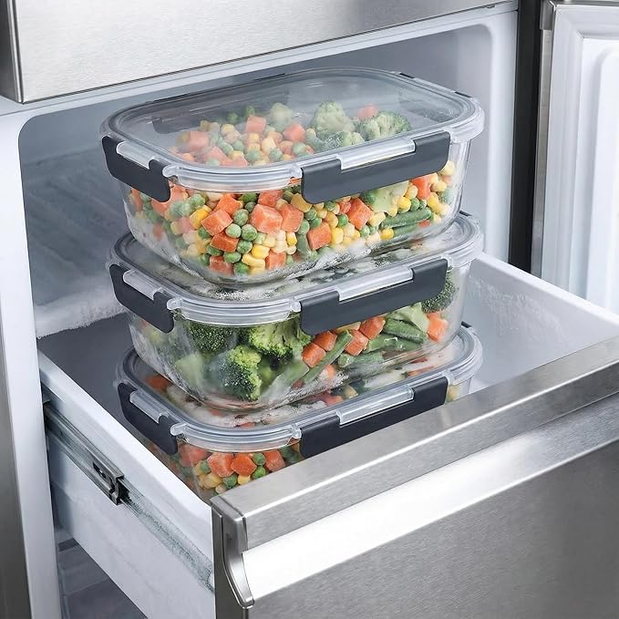 5 Pack 36oz Large Glass Food Storage Containers with Lids Airtight Food Storage Meal Prep Containers for Lunch, Dishwahser, Microwave, Oven and Freezer Safe
