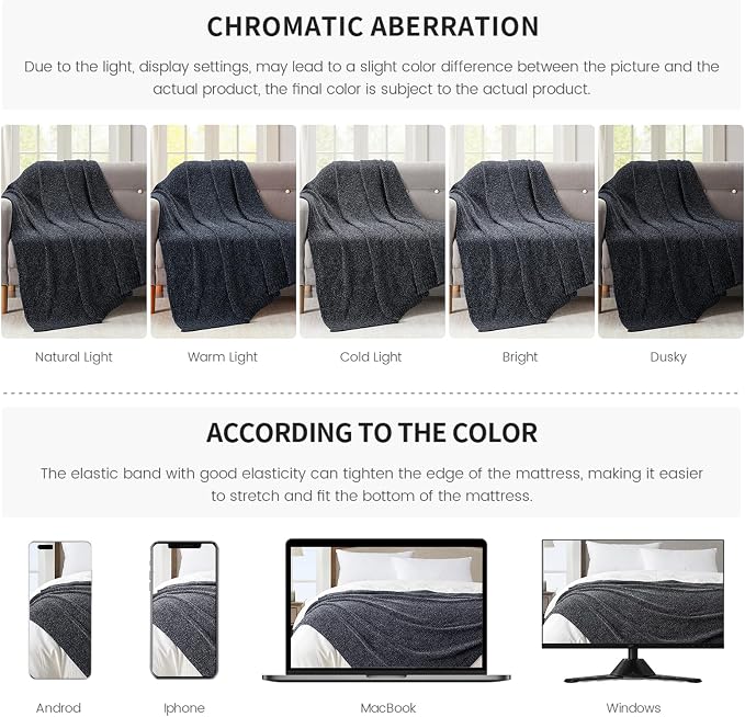 BOURINA Chenille Throw Blanket for Couch Sofa Chair Bed Home Decoration, Soft Warm Cozy Blanket for All Season(50" x 60", Grey)