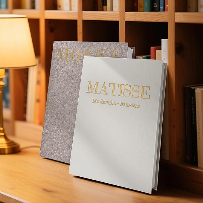 Decorative Books,Coffee Table Decor with Linen Coffee Table White Books Stack Bookshelf Home Decor, Fake Book Double as Libros Decorativos and Photo Storage