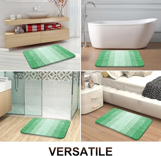 OLANLY Bathroom Runner Rugs Mat 47x24, Extra Soft Absorbent Microfiber Bath Rugs, Rubber Backing, Quick Dry, Washable Long Bath Mats for Bathroom Floor, Tub and Shower, Home Decor Accessories, Green