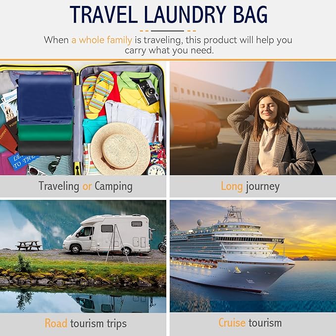 Isink Extra Large Heavy Duty Laundry Bag - 28" x 40", Travel Laundry Bag for Dirty Clothes, Camping & Travel (Navy)