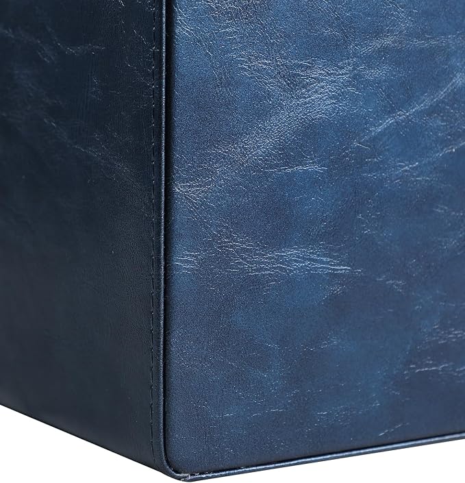 PU Leather Desk Organizer, Luxury Remote Control Holder for Home, Office Desk Accessories Table Caddy Bedside Nightstand Organizer (Dark Blue)