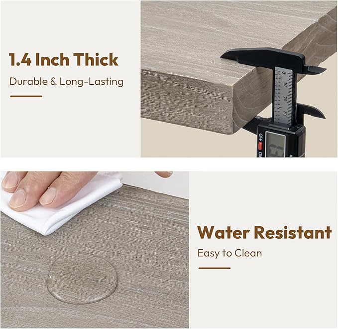 Vivelove Floating Shelves for Wall Solid Elm Wood, 24 Inches Long Rustic Wall Shelf with Invisible Bracket for Living Room Bedroom Bathroom Office Book, Farmhouse Wall Decor, Set of 2 - Grey