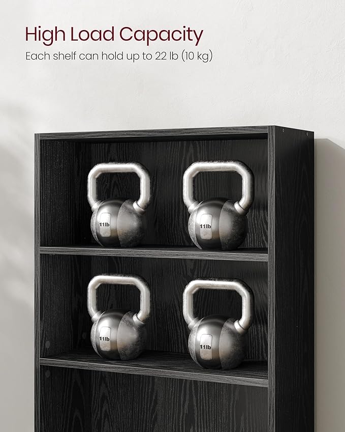 VASAGLE Set of 2 Bookshelves, 23.6 Inches Wide, 3-Tier Open Bookcases with Adjustable Storage Shelves, Floor Standing Units, Ebony Black ULBC163T56-2